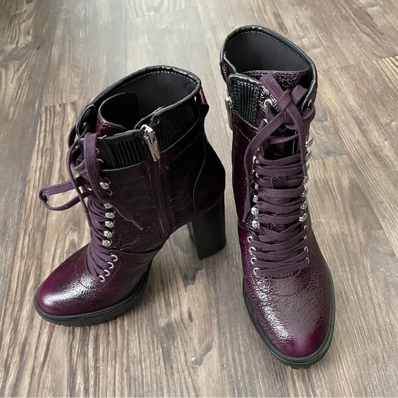 Vince Camuto NEW Deep Plum Colored Platform Ermania Combat Boots - Picture 3 of 14